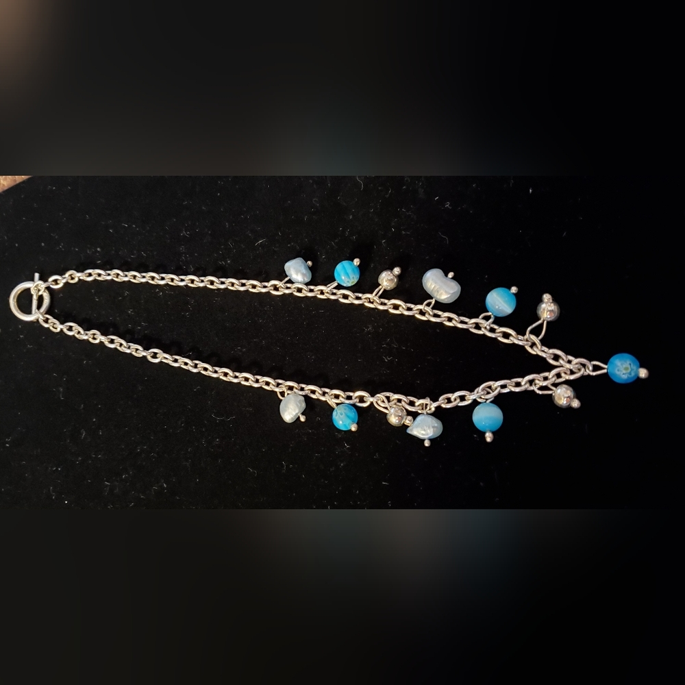 NWOT Women's Sterling Silver Necklace, Toggle Clasp, Fresh Water Pearls, Beads
